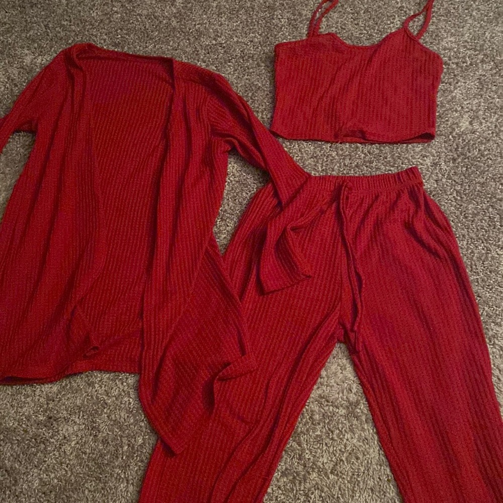 3 piece pajamas set. From Amazon. Belly is meant to show a little. Super cute.